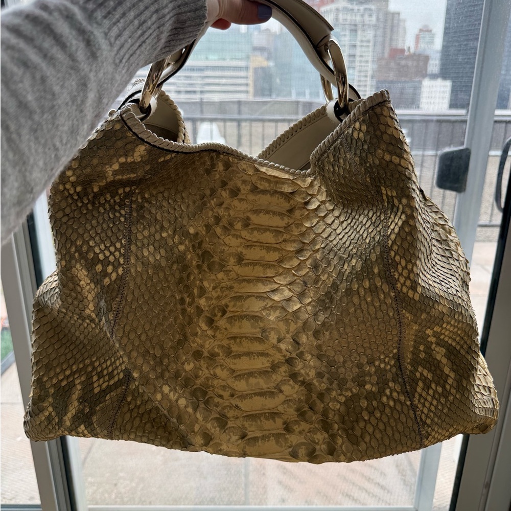 Gucci Python-Embossed Gold Tote - image 1